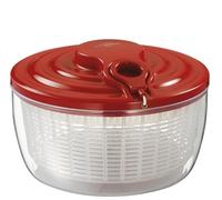 Küchenprofi Centrifugador de ensalada Wave con cuerda, ensaladera con tapa y cesta, desmontable para una fácil limpieza, plástico de alta calidad, capacidad 3,25 L, diámetro de 24 cm, color rojo