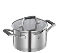 Küchenprofi COOK BOLOGNA Olla de acero inoxidable con tapa de cristal de seguridad, apta para inducción, con colador fino y grueso, base multicapa, diámetro de 16 cm