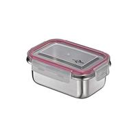 Küchenprofi - Fiambrera pequeña, plástico, recipiente plateado y tapa roja, 10,5 x 15,5 x 6 cm