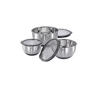 KÜCHENPROFI Juego de cuencos con tapa DELUXE antideslizante, 3 piezas, acero inoxidable/silicona plata