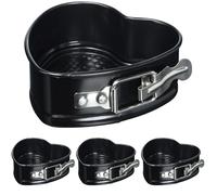 Küchenprofi Molde para tartas con forma de corazón, 11,5 cm, 4,5 cm de alto, antiadherente, forma de corazón, color negro, a prueba de fugas, pasteles creativos en forma de corazón para el día de la