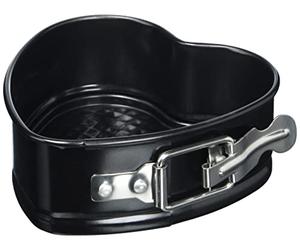 Küchenprofi Molde para tartas con forma de corazón, 11,5 cm, 4,5 cm de alto, antiadherente, forma de corazón, color negro, a prueba de fugas, pasteles creativos en forma de corazón para el día de la