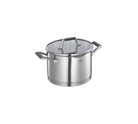 Küchenprofi COOK BOLOGNA Olla de acero inoxidable con tapa de cristal de seguridad, apta para inducción, con colador fino y grueso, base multicapa, diámetro de 20 cm