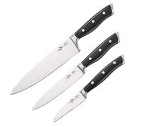 Küchenprofi Primus - Juego de cuchillos de chef (20 cm), cuchillo de carne (16 cm), cuchillo para verduras (8 cm), acero endurecido, resistente y resistente a la corrosión, mangos de plástico