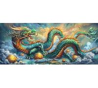 KUEGDUNG DragóN Diamond Painting Grande 50x100cm, 5D Diamond Painting Adultos Abstracto, DIY Manualidades Adultos Kit Punto de Cruz, Cuadro Diamantes de Imitación Kit Bordado, Decoracion Hogar N-4277
