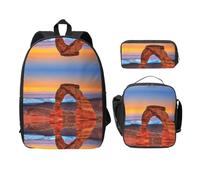 KUEhhhr Arches National Park Print - Mochila escolar + estuche + bolsa de almuerzo para uso diario