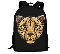 KUEhhhr Bigfoot Believe with UFO and Aliens Art Mochila, ligera, escuela, universidad, casual, estudiantes, viajes, laptop, mochila de día, 17 pulgadas, Animal Leopard Cheetah Head Art, One Size