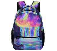 KUEhhhr Mochila de día de locomotora para niños, temática artística de tren nocturno estrellado + silbato de emergencia incluido, Estilo-12, One Size, Mochilas daypack