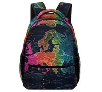 KUEhhhr Mochila de día para niños, diseño de mapa político de Europa + silbato de emergencia incluido, Estilo:, One Size, Mochilas daypack