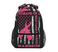 KUEhhhr Mochila realista para laptop de 16 pulgadas, con cintas amarillas, color blanco, bolsa de libros para niños y negocios, Husband of a Warrior Breast Cancer Awareness, Talla única