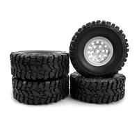 KUENCE Para WPL C14 C24 C34 C44 B14 B24 MN D90 MN99s - Juego de llantas de goma de metal para coche RC (plata)