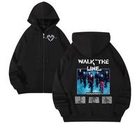 kueodao Sudaderas con Capucha Y Cremallera Walk The Line WorldTour For Hombre Y Mujer(Black,S)