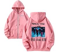 kueodao Sudaderas con Capucha Y Cremallera Walk The Line WorldTour For Hombre Y Mujer(Pink,XL)