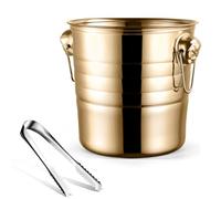 Kueohse 1 cubo de hielo de acero inoxidable de 3 litros, cabeza gruesa, para fiestas (dorado)