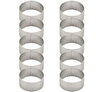 Kueohse 10 anillos redondos de 4,5 cm para tartas, perforado, inoxidable, sin costuras, con agujero