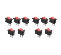 Kueohse 10 Piezas Encendido-Apagado KCD11 2Pines 2P Negro Rojo Interruptor Basculante de Coche 3A 250V 6A 125V CA BotóN KCD1-11 10X15 10X15 KCD117
