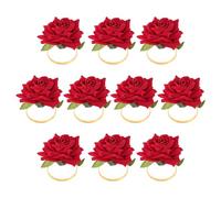 Kueohse 10 Piezas Forma Roja Hebilla de Toalla Servilletero Anillo Banquete de Boda DíA de San ValentíN Hotel DecoracióN de la Mesa Servilletero