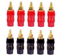Kueohse 10 Unids/Lote Poste de EncuadernacióN de PláTano Chapado en Amplificador de Corriente Grande Conector Enchufe Banana de 4 Mm Terminal de Altavoz 5 Pares