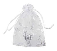 Kueohse 100 Piezas 9X12Cm Mariposa Organdí Joyas Bolsa de Regalo Bolsita de Caramelo CordóN de la Boda Bolsas de Favores
