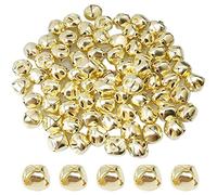 Kueohse 100 Piezas de Cascabeles, Cascabeles de Metal de 15 Mm Mini Cuentas de Campanas Artesanales para Bricolaje Dorado