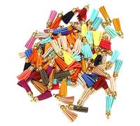 Kueohse 100 unidades de borlas de borlas para fabricación de joyas, borlas, colgantes, borlas, abalorios para llaveros, accesorios de manualidades