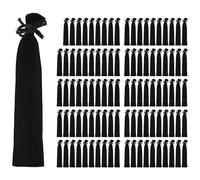 Kueohse 100 unidades de terciopelo bolsa de bolígrafo negro bolsa de cordón único titular de la pluma bolsa de embalaje para la escuela oficina promocional regalo, Negro