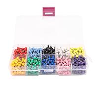 Kueohse 1000 piezas 1/8 tarjeta de chinchetas con cabezas redondas de plástico y puntas de aguja de acero, 10 colores (color 100 piezas)