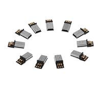 Kueohse 10pzs Mini USB 5 Pines Macho Clavija DIY SMT Conector Tono de Plata Gris Oscuro