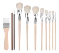 Kueohse 11 Pinceles para Fregona para Pintura Acrílica, Pincel para Mezclar con de Madera para Acuarela, Acrílico, Gouache, Rostro y Cuerpo.