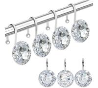 Kueohse 12 para Cortina de Ducha, Anillos Decorativos de Acrílico con Diamantes de Imitación para Baño.