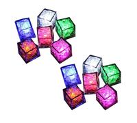 Kueohse 12 Piezas Cubo de Hielo LED Impermeable Colorido Parpadeo RáPido Brillo en la Oscuridad Iluminado para Bar Club DecoracióN de Fiesta de Bebida B