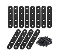 Kueohse 12 Piezas de Soportes Rectos de Acero Inoxidable Soportes Planos de Metal Placa de Reparación de Reparación con Tornillos para Madera