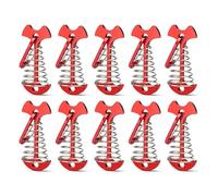 Kueohse 12 Piezas Estacas para Tienda Campaña,Amarre Cubierta de Aluminio,Clavijas Anclaje para Cubierta Espina Pescado,Tensores Cuerda para Tienda Campaña con Hebilla de Resorte Roja