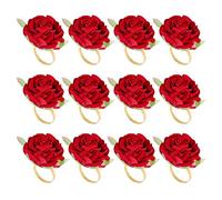Kueohse 12 unidades rojo rosa forma toalla hebilla servilletas anillo boda fiesta San Valentín día hotel decoración de mesa metal servilletas titular
