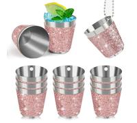 Kueohse 12 Vasos de Chupito de Metal para Colgar Vasos de Chupito de Acero Inoxidable con Cadena Vaso de Chupito de 30 Ml para Fiestas de Bodas
