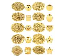Kueohse 1500 unidades de 10 estilos de cuentas espaciadoras doradas surtidas para fabricación de joyas, cuentas sueltas para manualidades, pulseras, collares, pendientes