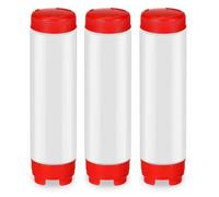 Kueohse 16 oz de apretón invertido punta recargable válvula grande para salsas y ketchup