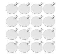 Kueohse 16 Piezas de Espacios en para Estampación de Metal, Etiquetas de Nombre con Estampado Redondo de 30 mm, Placas de Metal con Orificio, Etiquetas para Perros Plateadas