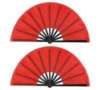 Kueohse 2 abanicos plegables grandes de nailon para colgar en la mano, abanico de tai , decoración de abanico plegable para fiestas, color rojo