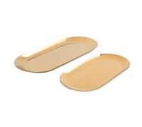 Kueohse 2 Juegos de Bandeja de Baratija de Acero Inoxidable Ovalada Dorada, de Almacenamiento de Toallas de Té Bandejas de Frutas CosméTicos de JoyeríA