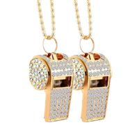Kueohse 2 Pack Bling Whistle Crystal Rhinestone con Cadena, Silbato Brillante con para Árbitros, Entrenadores, Maestros