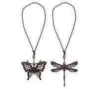 Kueohse 2 Paquetes Bronce Juego de para Tirar del Ventilador de Techo, IluminacióN y Cadena para Tirar del Ventilador Extensor de Cadena Colgante, LibéLula y Mariposa