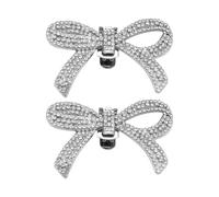 Kueohse 2 piezas de cristal Rhinestone lazo zapatos clips boda novia hebillas de zapatos DIY manual perla tacones altos adornos florales plata
