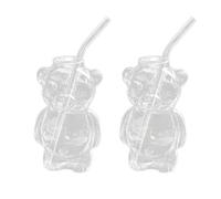 Kueohse 2 Piezas de de Oso en Línea, de Café de Restaurante de Celebridades, de Agua de Vidrio de con Pajita, Juego Familiar