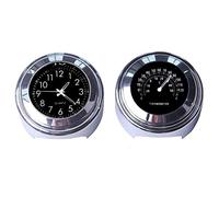 Kueohse 2 Piezas Reloj y TermóMetro de Cuarzo para Motocicleta, Reloj de Manillar de Bicicleta Impermeable de 7/8 Pulgadas, Accesorios Universales de Aluminio