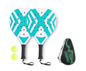 Kueohse 2 Raquetas de Pádel con Jaula, Raqueta de Tenis con Control Deportivo y Agujeros Inteligentes para Deportes Al Aire Libre, con Pelotas y Bolsa de Transporte.