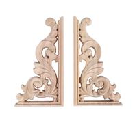 Kueohse 2 unidades izquierda + derecha (1 pieza cada una) vintage tallada esquina muebles pared sin pintar apliques
