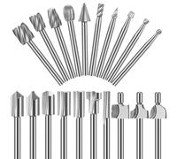 Kueohse 20 Brocas para Tallado HSS para Grabado de Madera y Fresado con 1/8 Pulg. (3 mm), Accesorios de Herramientas Rotativas para Carpintería y Tallado de Bricolaje