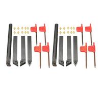 Kueohse 20 Piezas de Cuchillas de InsercióN de Carburo + 8 Piezas Juego de Portaherramientas de Torneado de Torno + 8 Piezas Llave para Juegos de Herramientas MáQuina Torneado Torno