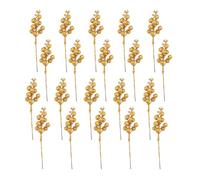 Kueohse 20 Tallos de Bayas Artificiales, Tallos de Bayas con Purpurina NavideñA de 7,5 Pulgadas, PúAs Artificiales de Navidad para áRbol de Navidad (Dorado)